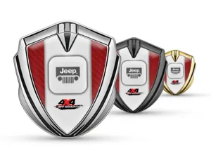 Jeep Emblema Metallico Badge Stile Corse Finitura Lucida